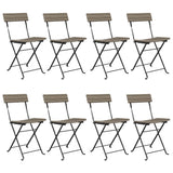 Folding Bistro Chairs 8 pcs Grey Poly Rattan and Steel