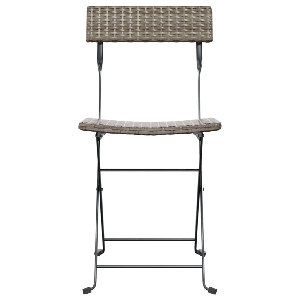 vidaXL Folding Bistro Chairs 8 pcs Grey Poly Rattan and Steel