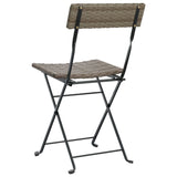 vidaXL Folding Bistro Chairs 8 pcs Grey Poly Rattan and Steel