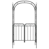 Garden Arch with Gate Black 108x45x235 cm Steel