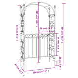 Garden Arch with Gate Black 108x45x235 cm Steel