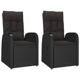 Reclining Garden Chairs with Cushions 2 pcs Black Poly Rattan