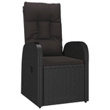 Reclining Garden Chairs with Cushions 2 pcs Black Poly Rattan