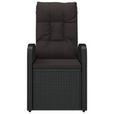 Reclining Garden Chairs with Cushions 2 pcs Black Poly Rattan