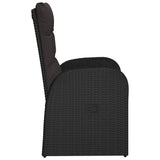 Reclining Garden Chairs with Cushions 2 pcs Black Poly Rattan