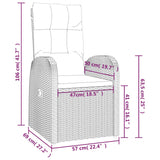 Reclining Garden Chairs with Cushions 2 pcs Black Poly Rattan