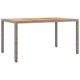 Garden Table with Wooden Top Grey Poly Rattan&Solid Wood Acacia