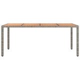 Garden Table with Wooden Top Grey Poly Rattan&Solid Wood Acacia