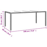 Garden Table with Glass Top Beige Poly Rattan&Tempered Glass