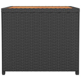 Tea Table with Wooden Top Black Poly Rattan&Solid Wood Acacia