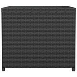 Tea Table with Glass Top Black Poly Rattan&Tempered Glass