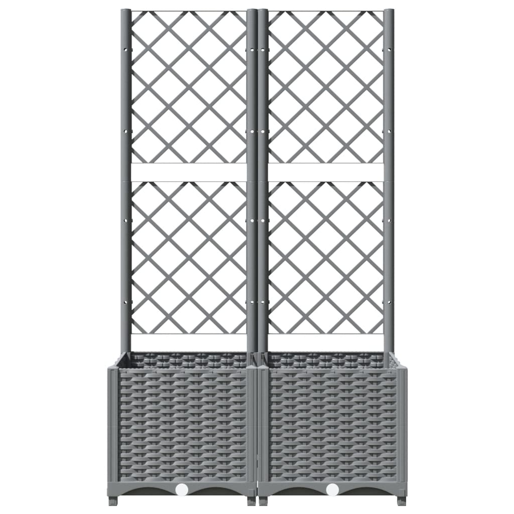 Garden Planter with Trellis Light Grey 80x40x136 cm PP