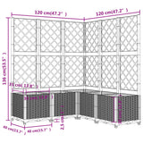 Garden Planter with Trellis Light Grey 120x120x136 cm PP