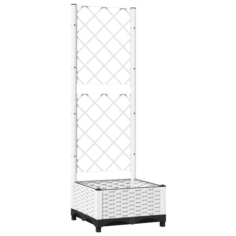Garden Planter with Trellis White 40x40x121.5 cm PP