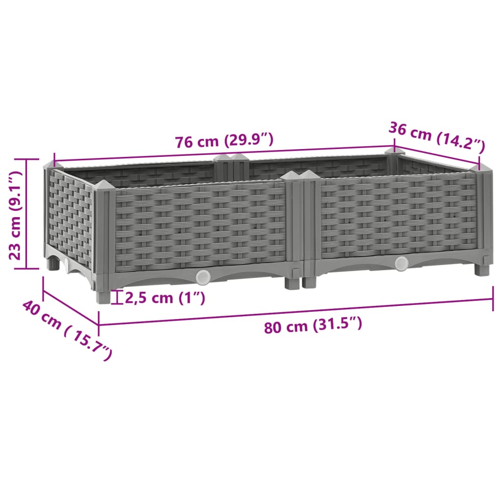 Raised Bed 80x40x23 cm Polypropylene