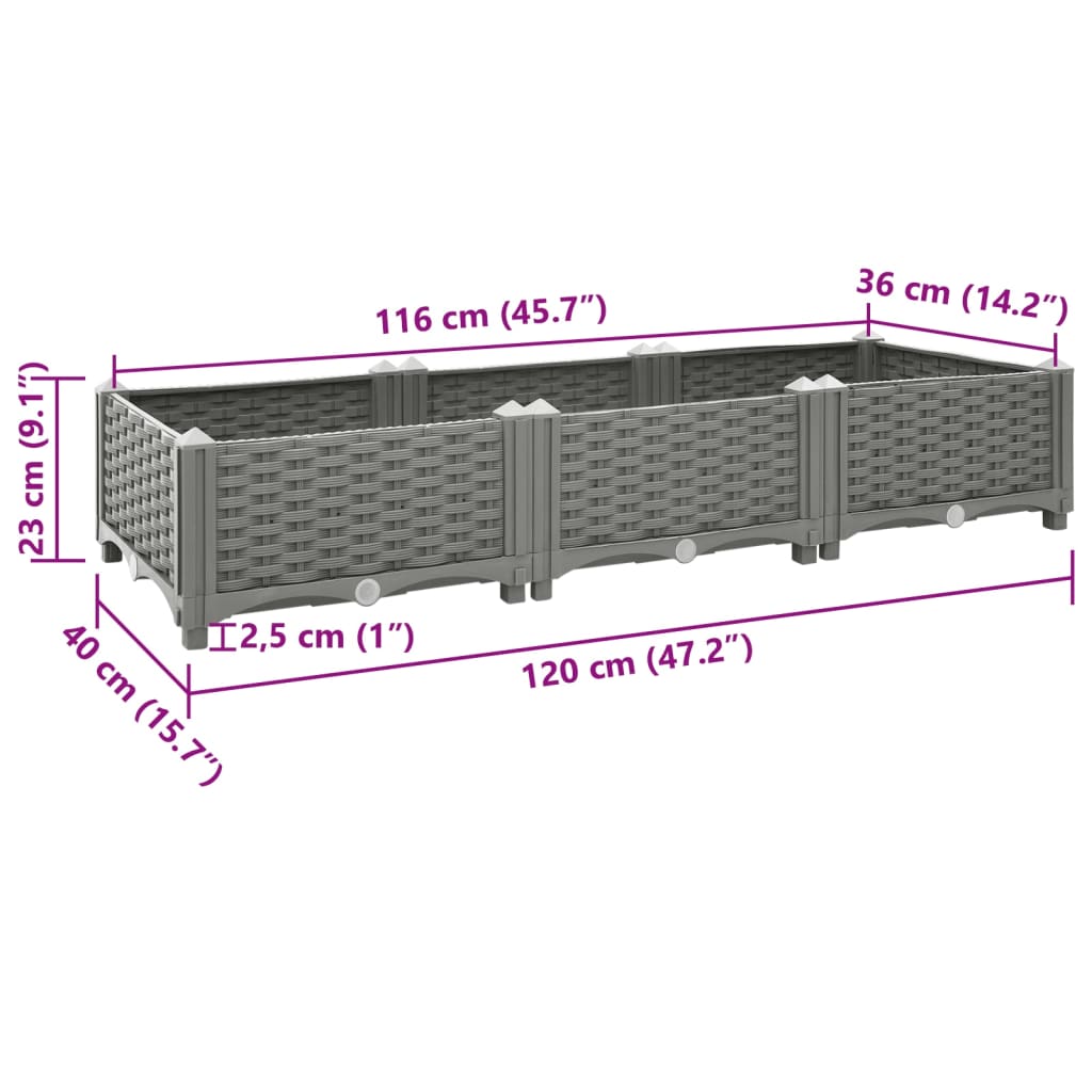 Raised Bed 120x40x23 cm Polypropylene