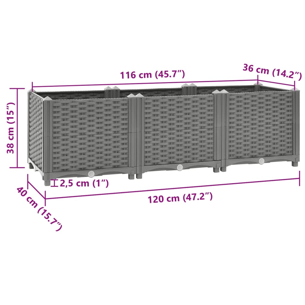 Raised Bed 120x40x38 cm Polypropylene