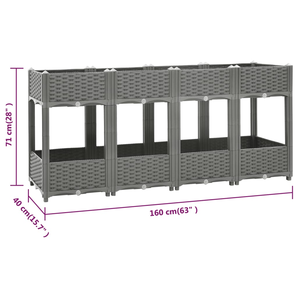 Raised Bed 160x40x71 cm Polypropylene