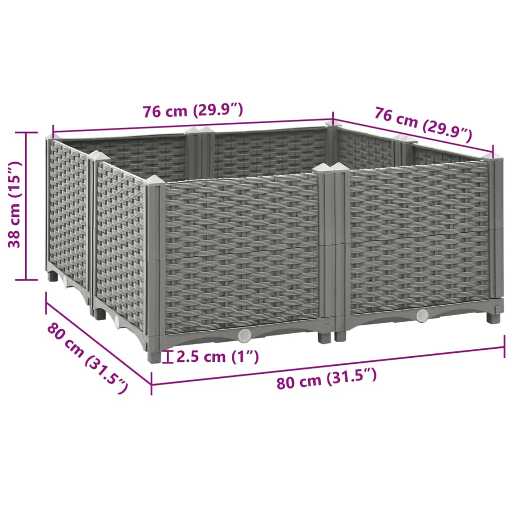 Raised Bed 80x80x38 cm Polypropylene