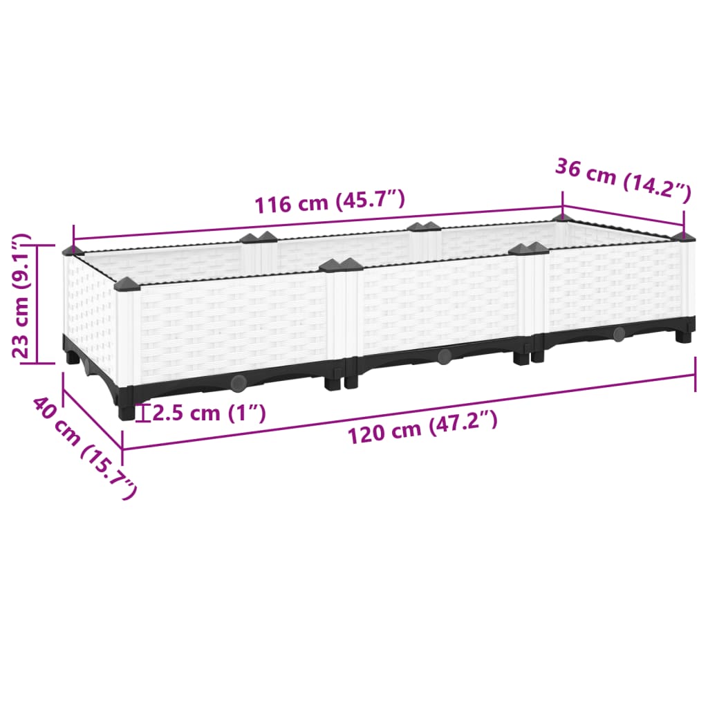 Raised Bed 120x40x23 cm Polypropylene