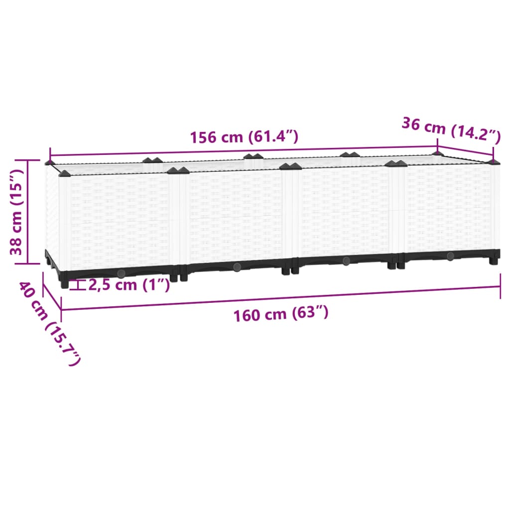 Raised Bed 80x80x38 cm Polypropylene
