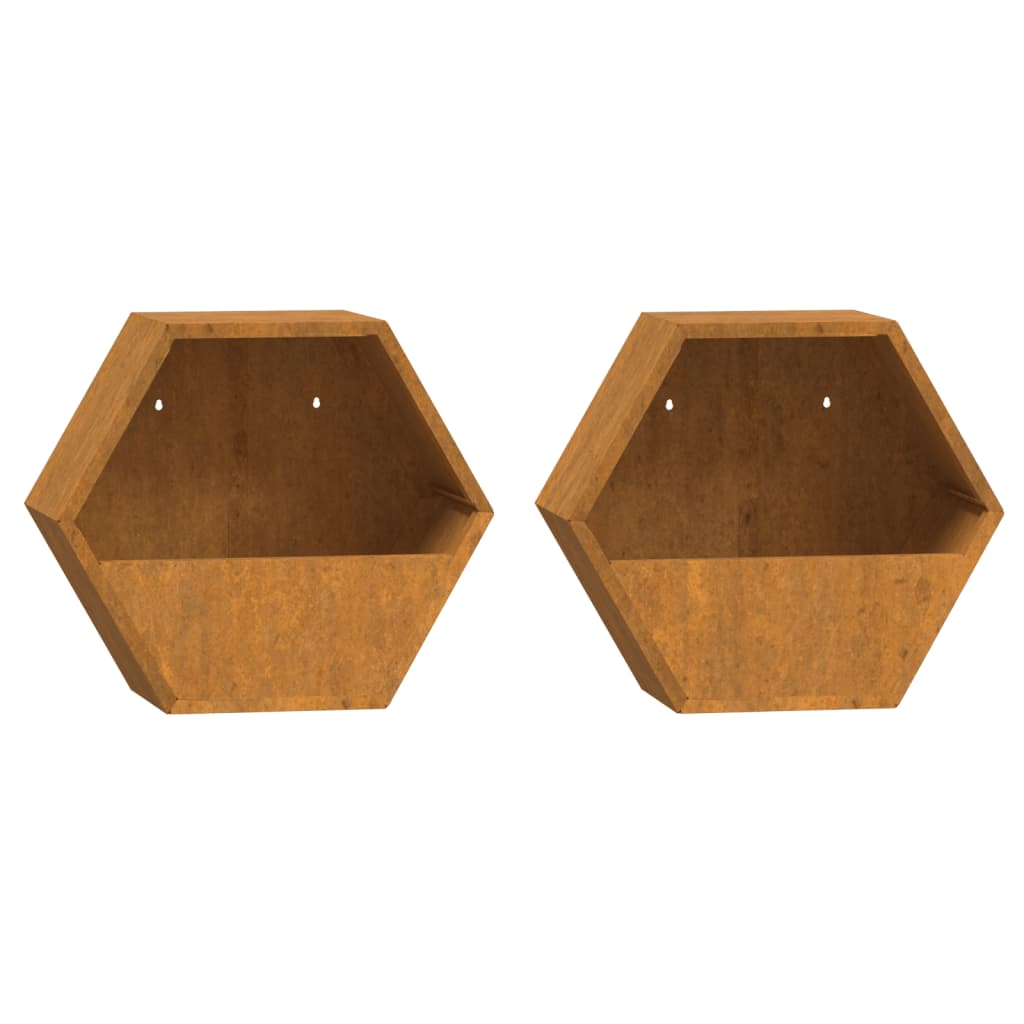 Wall Planters 2 pcs Rusty Corten Steel 30x10x25 cm