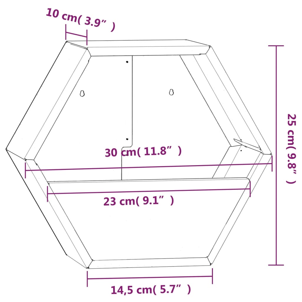 Wall Planters 2 pcs Rusty Corten Steel 30x10x25 cm