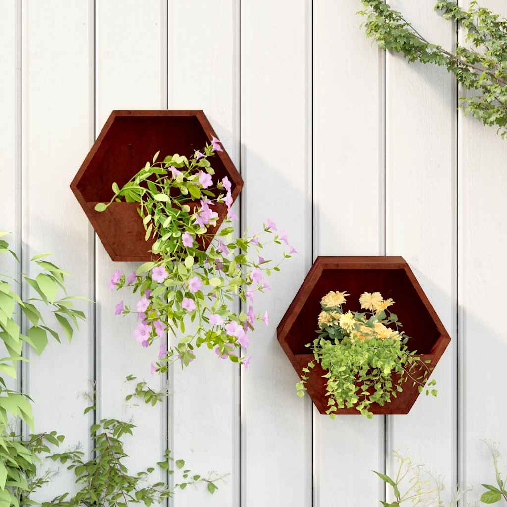 Wall Planters 2 pcs Rusty Corten Steel 30x10x25 cm