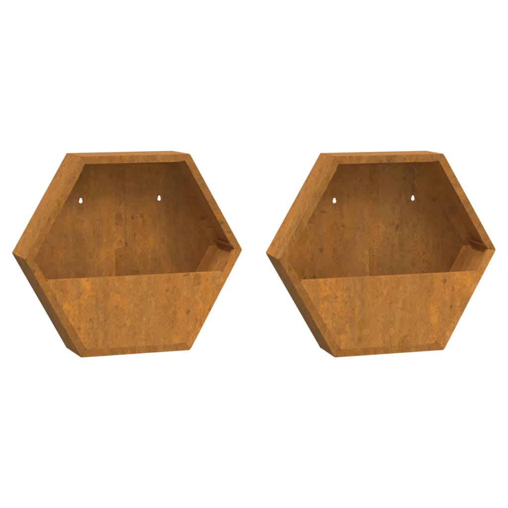 Wall Planters 2 pcs Rusty Corten Steel 46x10x40 cm