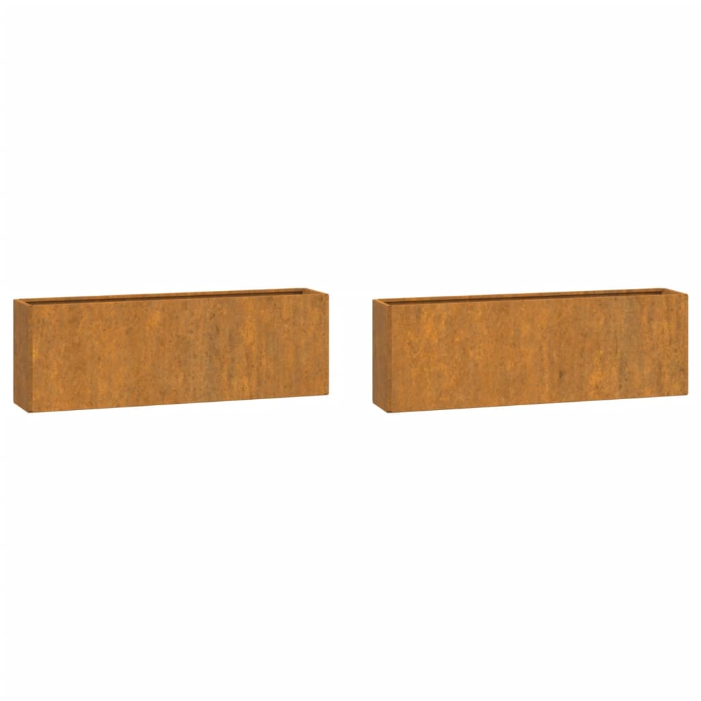 Wall Planters 2 pcs Rusty Corten Steel 53x10x17 cm