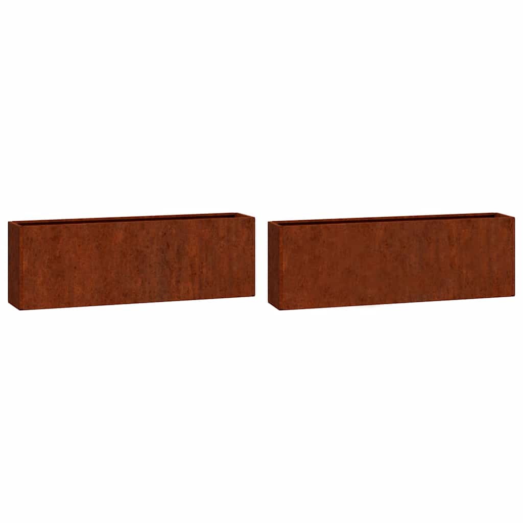Wall Planters 2 pcs Rusty Corten Steel 53x10x17 cm