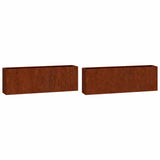 Wall Planters 2 pcs Rusty Corten Steel 53x10x17 cm