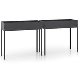 Garden Planters 2 pcs Anthracite Galvanised Steel