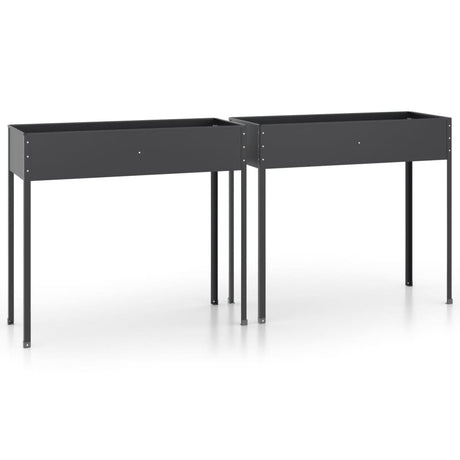 Garden Planters 2 pcs Anthracite Galvanised Steel