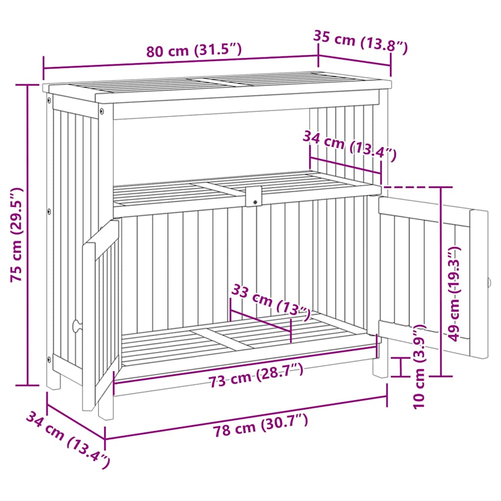 Garden Console Table 80x35x75 cm Solid Wood Acacia