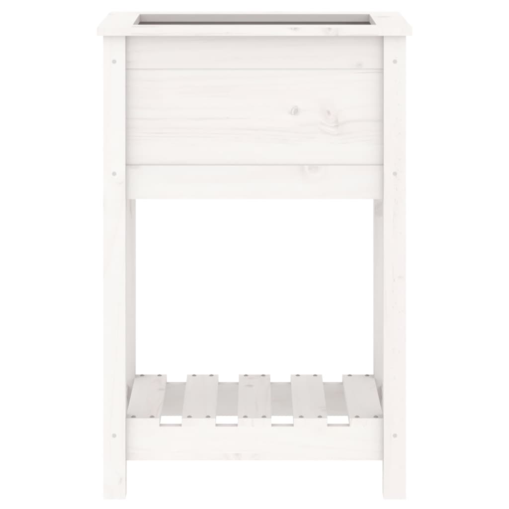 Planter with Shelf White 54x34.5x81 cm Solid Wood Pine