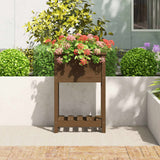 Planter with Shelf Honey Brown 54x34.5x81 cm Solid Wood Pine