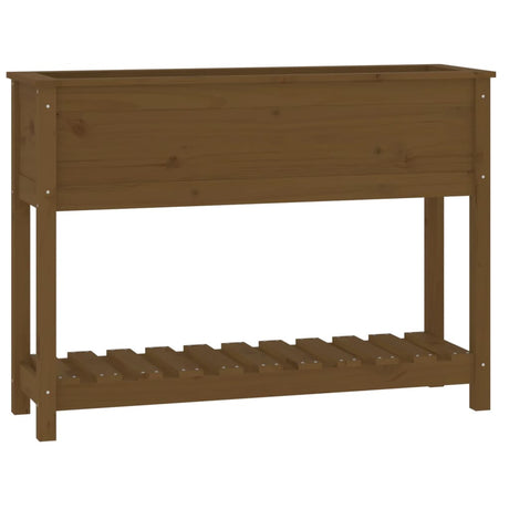 Planter with Shelf Honey Brown 111.5x34.5x81 cm Solid Wood Pine