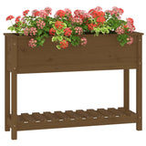 Planter with Shelf Honey Brown 111.5x34.5x81 cm Solid Wood Pine