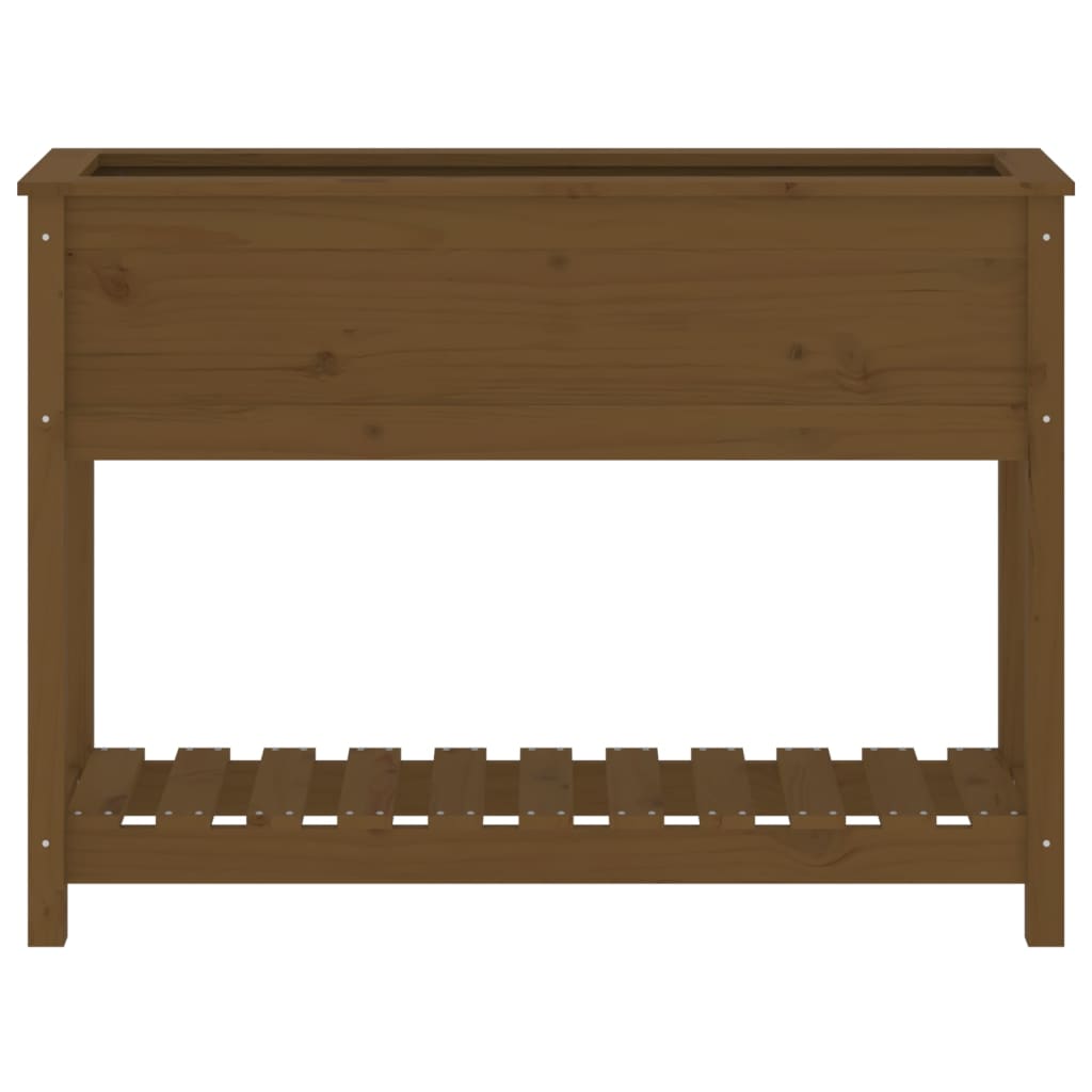 Planter with Shelf Honey Brown 111.5x34.5x81 cm Solid Wood Pine