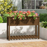 Planter with Shelf Honey Brown 111.5x34.5x81 cm Solid Wood Pine