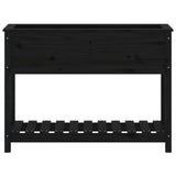 Planter with Shelf Black 111.5x34.5x81 cm Solid Wood Pine