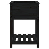 Planter with Shelf Black 54x54x81 cm Solid Wood Pine