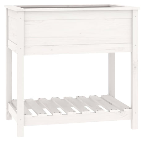 Planter with Shelf White 82.5x54x81 cm Solid Wood Pine