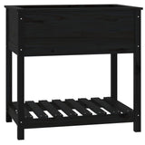 Planter with Shelf Black 82.5x54x81 cm Solid Wood Pine