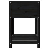 Planter with Shelf Black 82.5x54x81 cm Solid Wood Pine