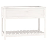 Planter with Shelf White 111.5x54x81 cm Solid Wood Pine