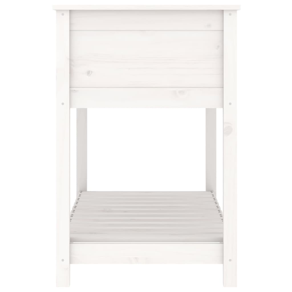 Planter with Shelf White 111.5x54x81 cm Solid Wood Pine