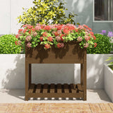 Planter with Shelf Honey Brown 82.5x82.5x81 cm Solid Wood Pine