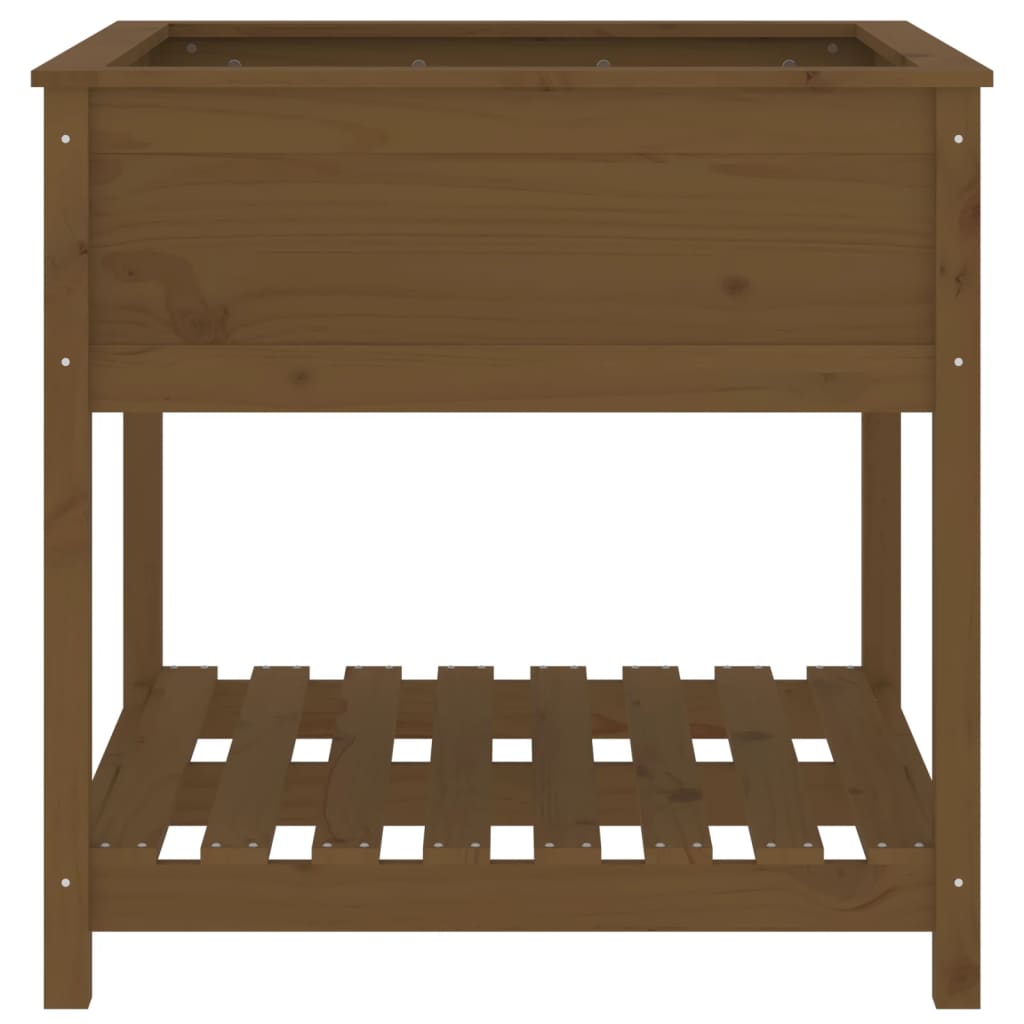 Planter with Shelf Honey Brown 82.5x82.5x81 cm Solid Wood Pine